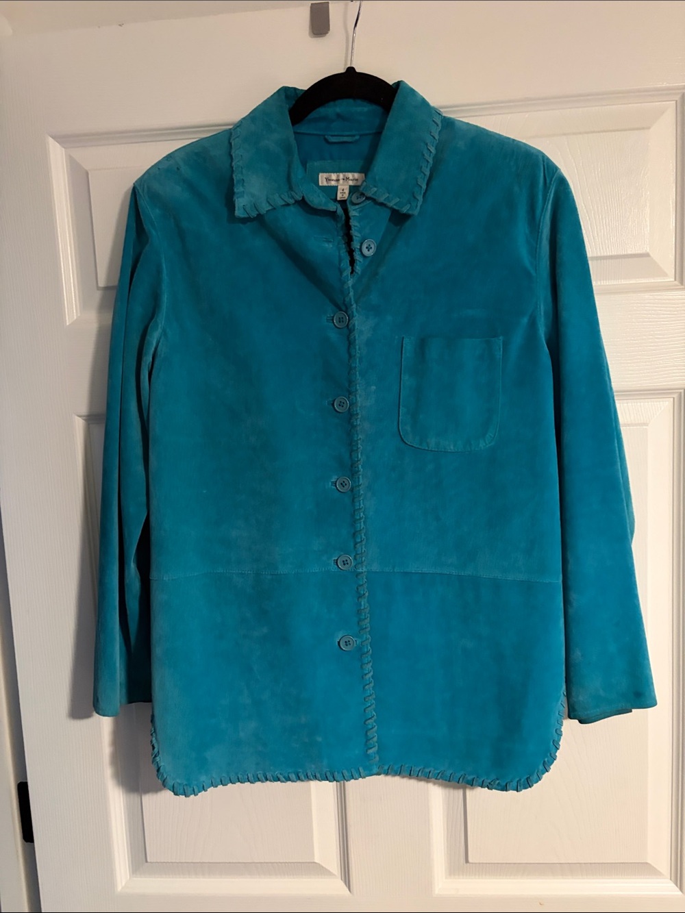 Women's Teal Suede Button-Front Jacket